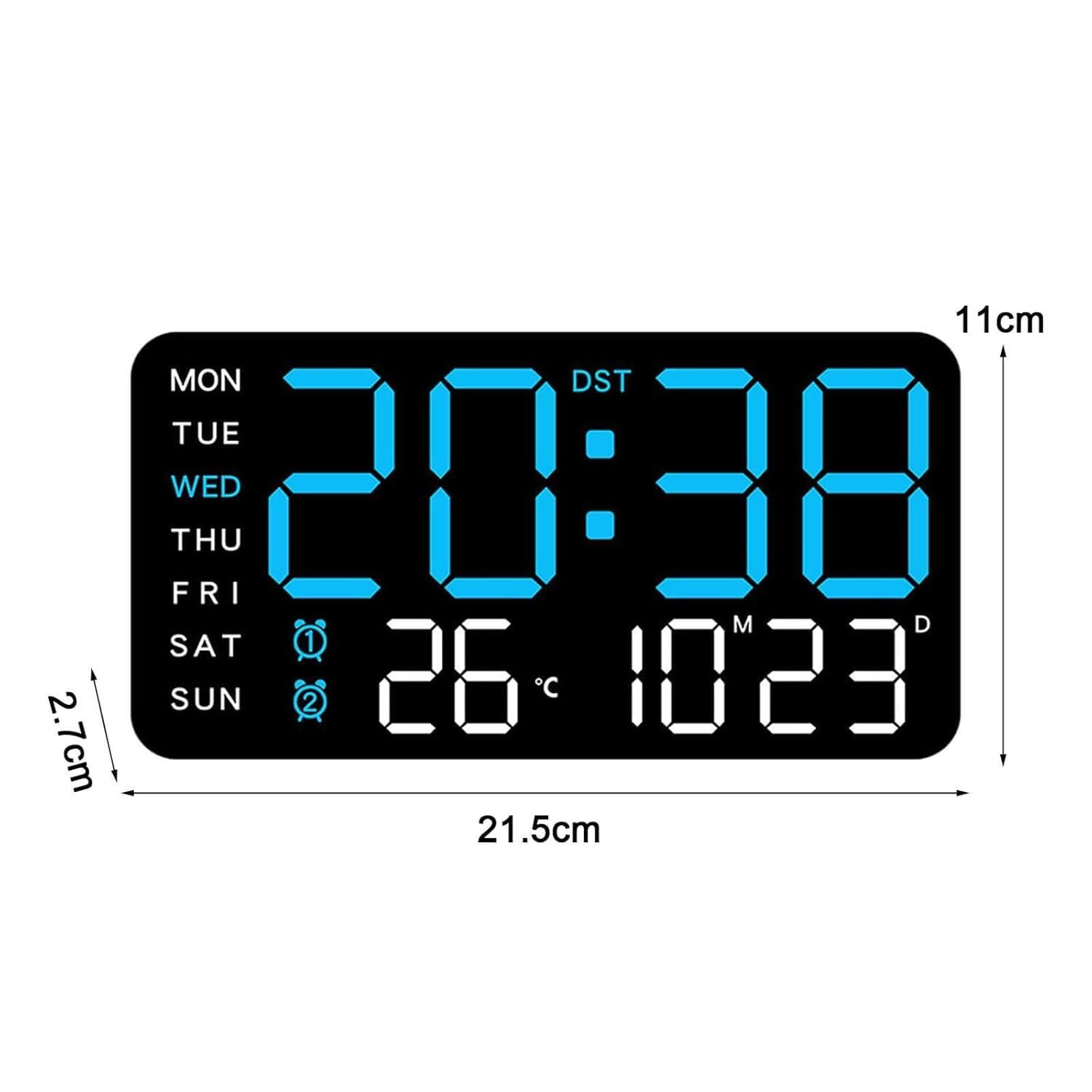 Alarm Wall Clock 9-Inch, Adjustable Brightness,12/24 Hour Format