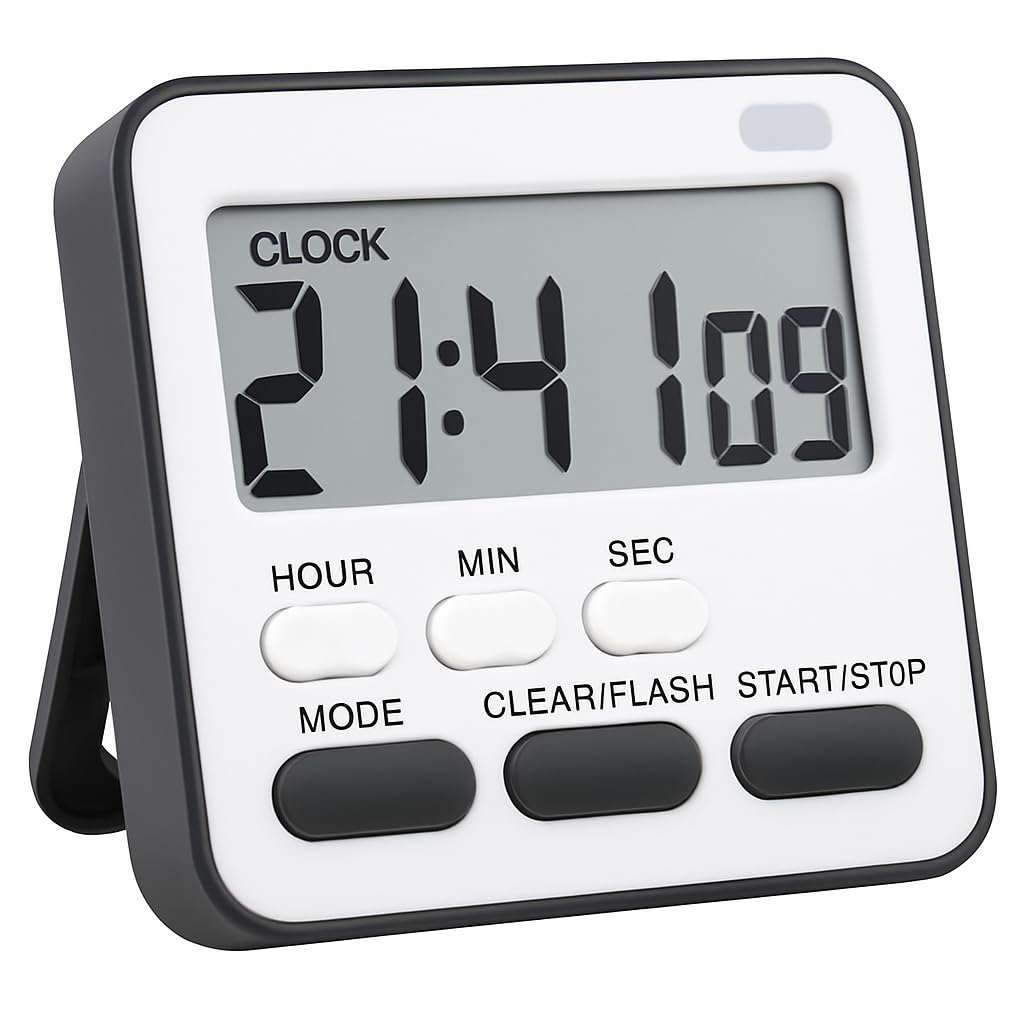 Digital Kitchen Timer & Stopwatch, Large Digit Countdown with Back Magnetic Retractable Stand