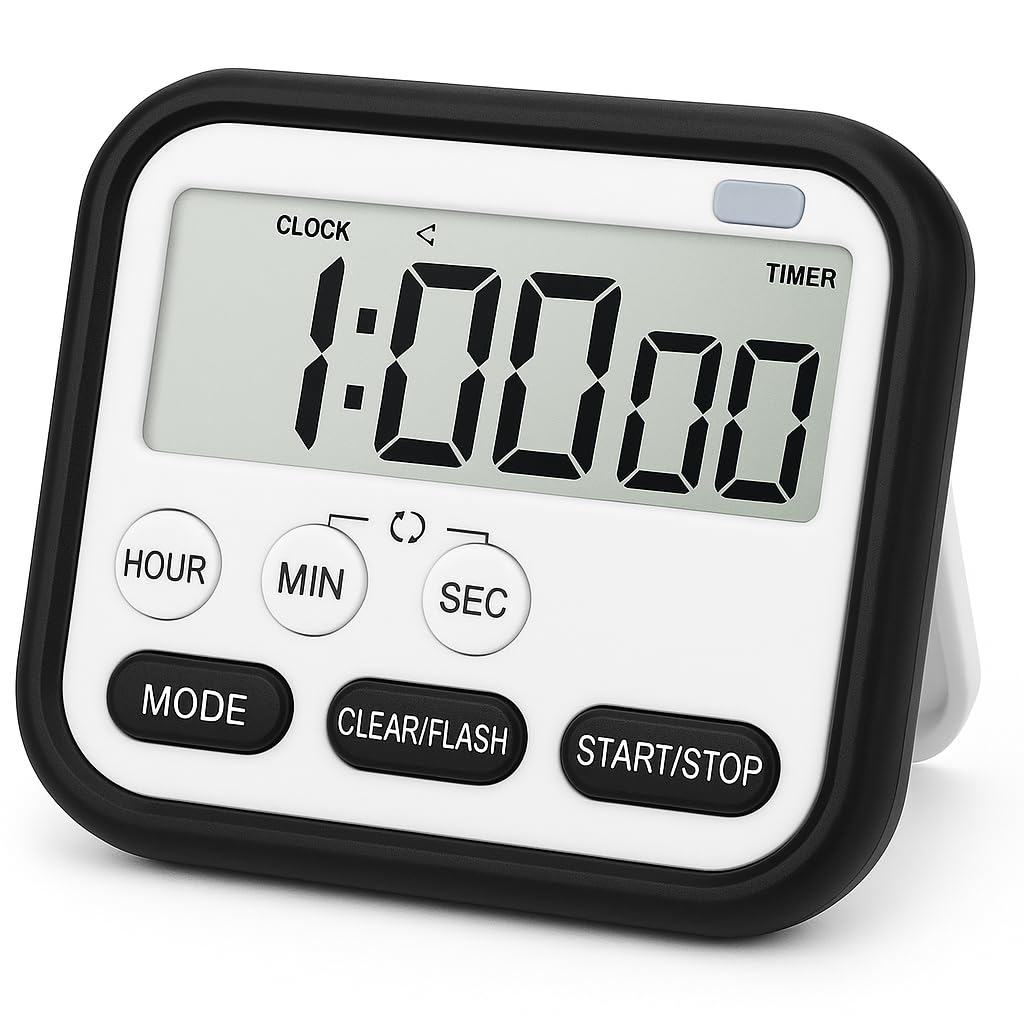 Digital Kitchen Timer and Stopwatch, 24-Hour Countdown, (Black)