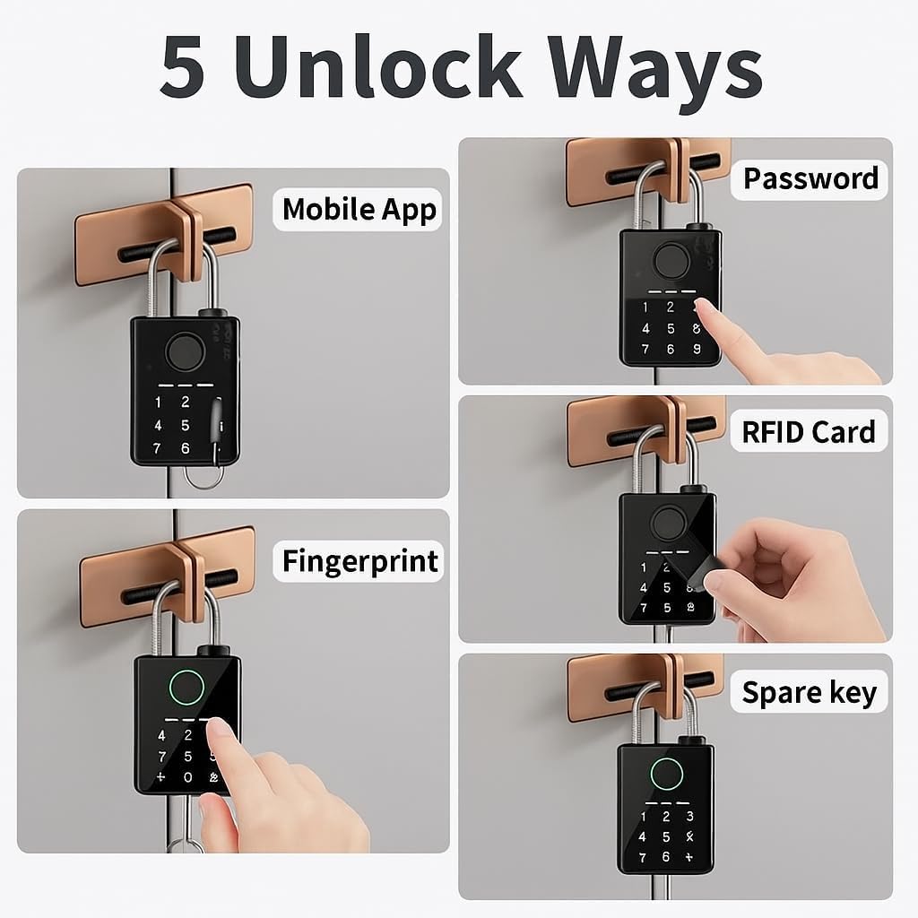 Smart Fingerprint & Password Padlock | 6-Way to Unlock