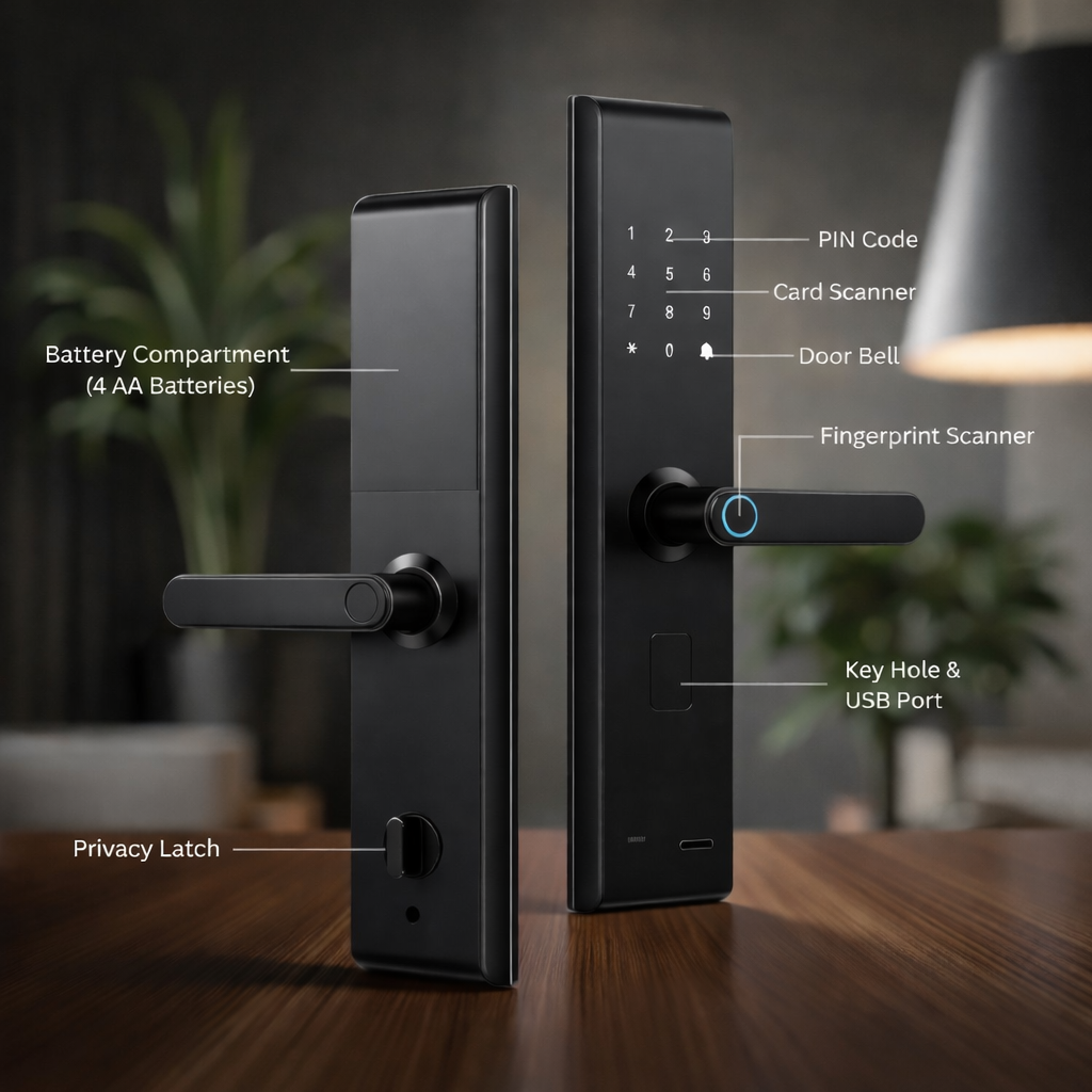 Smart Door Lock | 4-in-1 Digital Lock | Triple Cylinder Security