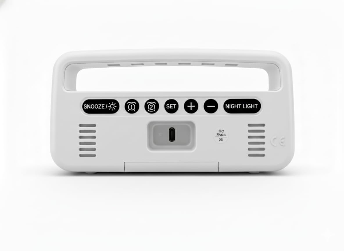 Digital Alarm Clock, Table Clock 7-Inch (Handle Alarm Clock)