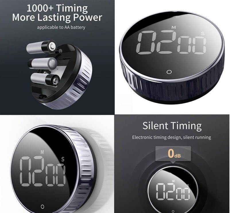 Magnetic Digital Timers, Manual Countdown Kitchen Timer Countdown Clock(Silver)