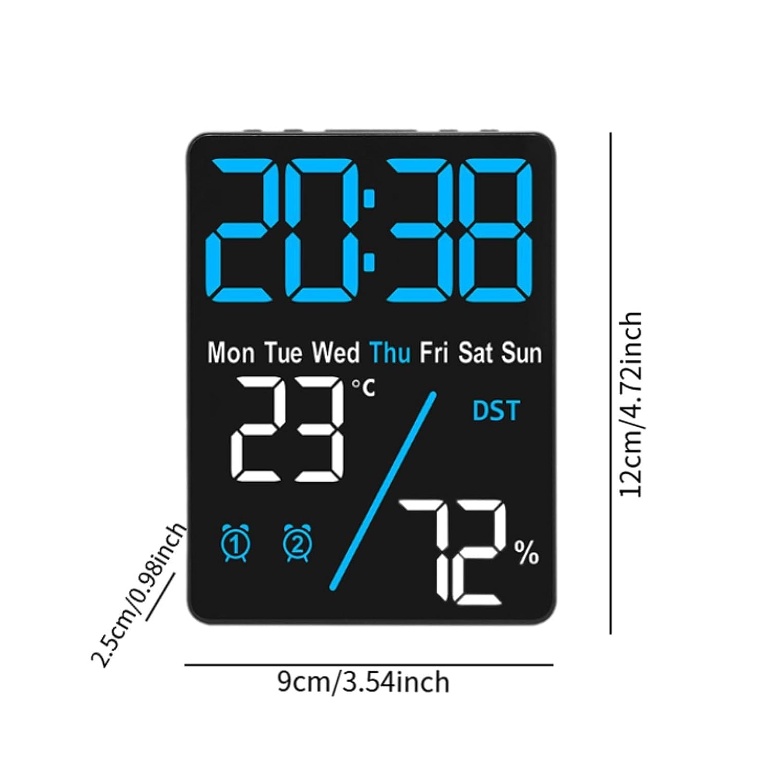 Digital Alarm Clock Table Clock, Temperature and Humidity Monitor Compact Desk Clock (12Cm * 9 Cm)