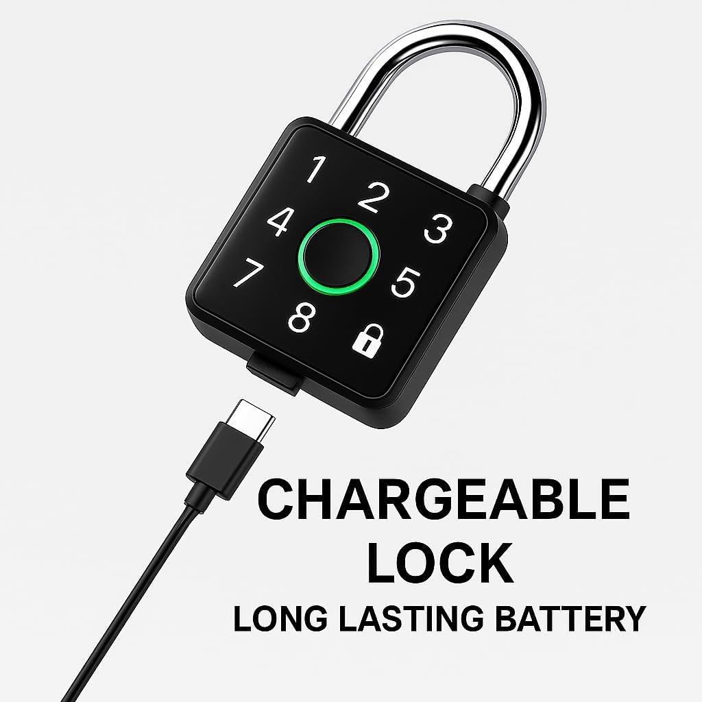 Smart Lock Fingerprint & Password Padlock | 5-Way to Unlock