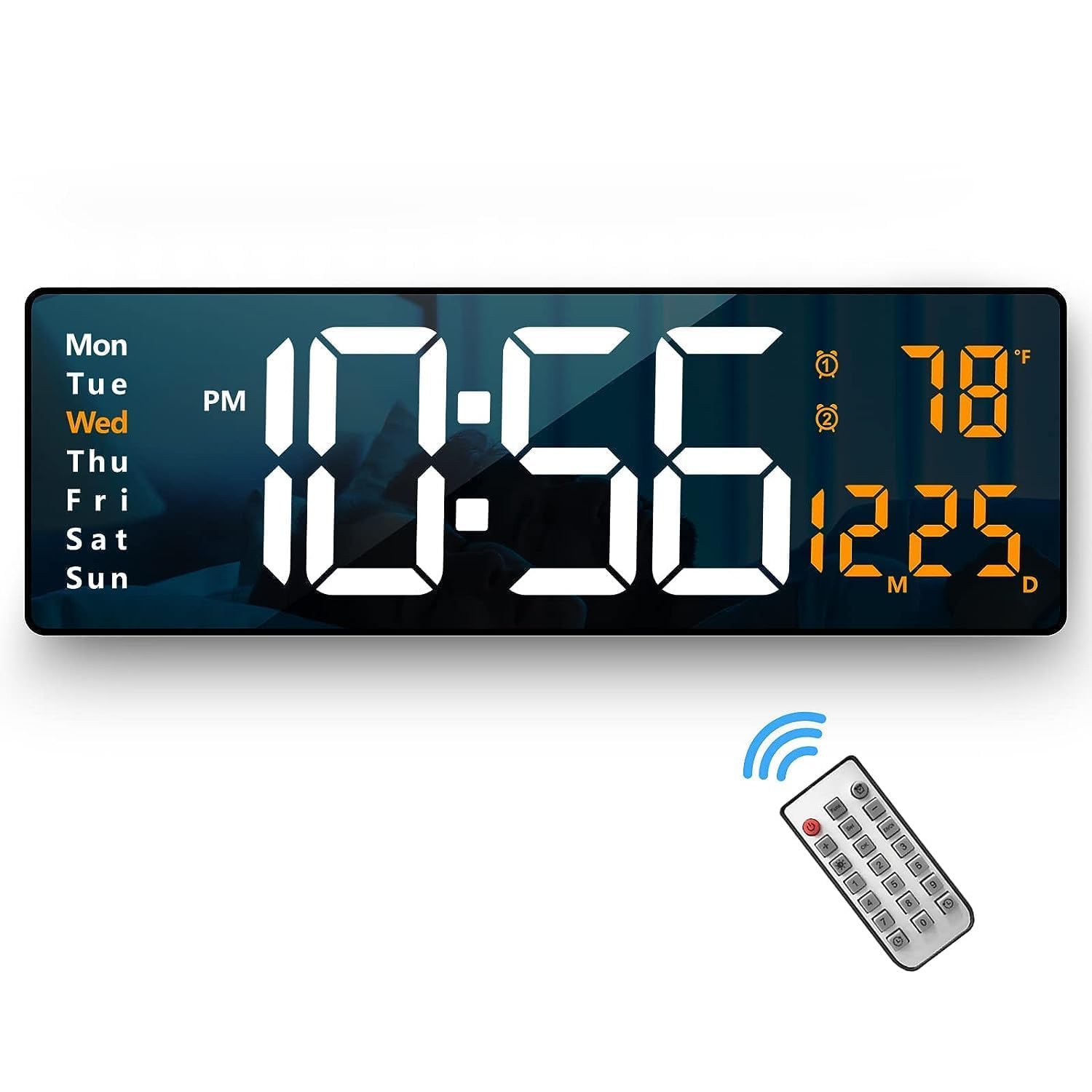 Digital Alarm Wall Clock & Table Clock With Large LED Display 16.2-Inch