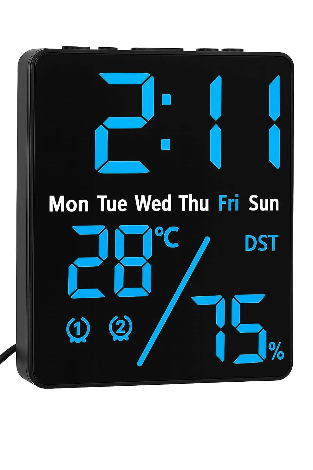 Digital Alarm Clock Table Clock, Temperature and Humidity Monitor Compact Desk Clock (12Cm * 9 Cm)