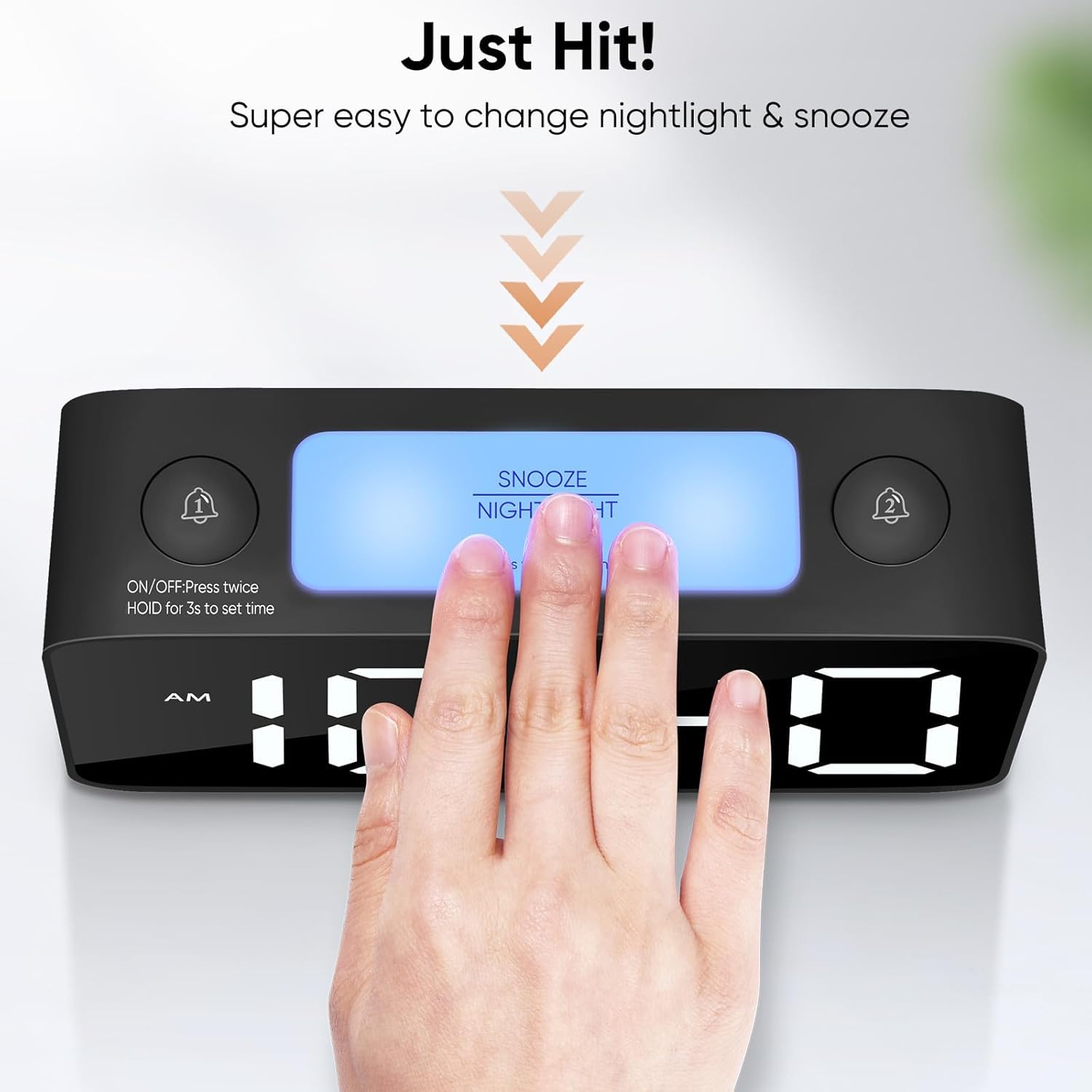 Digital Alarm Table Clock 7-Inch, RGB Color Display, USB Ports, Super Loud Alarm