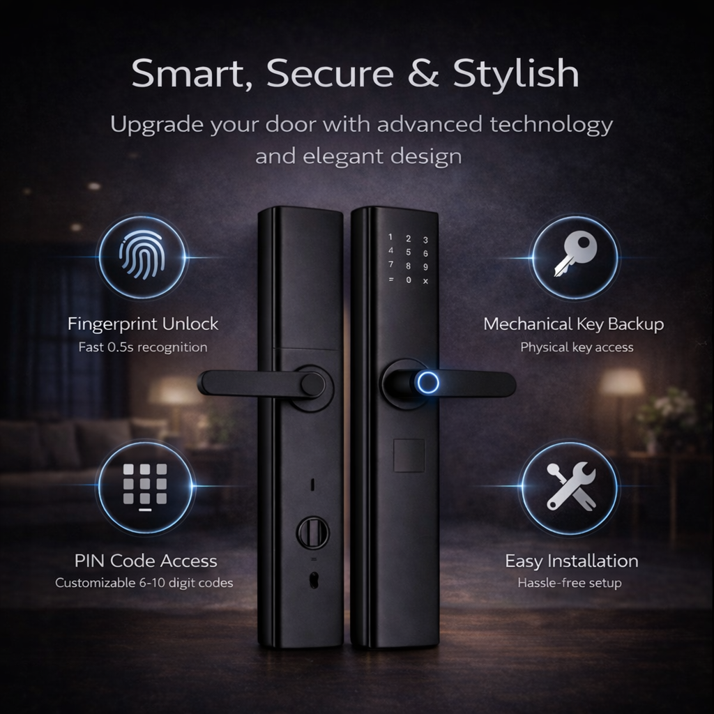 Smart Door Lock | 4-in-1 Digital Lock | Triple Cylinder Security